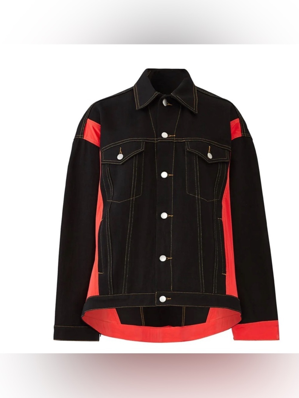 KOCHE Women's Black & Red Oversized Contrast Denim Jacket XL